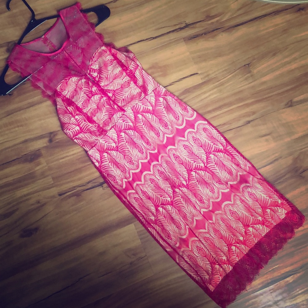 Red BEBE lace cocktail dress